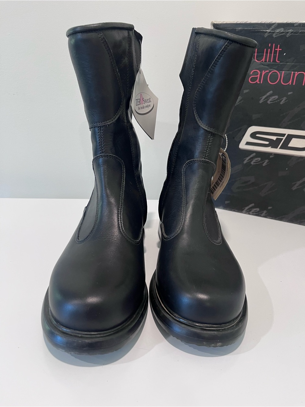 SIDI LEI NWT Black Leather Women's Riding Heeled Leather Motorcycle Boots Italy - Picture 2 of 15